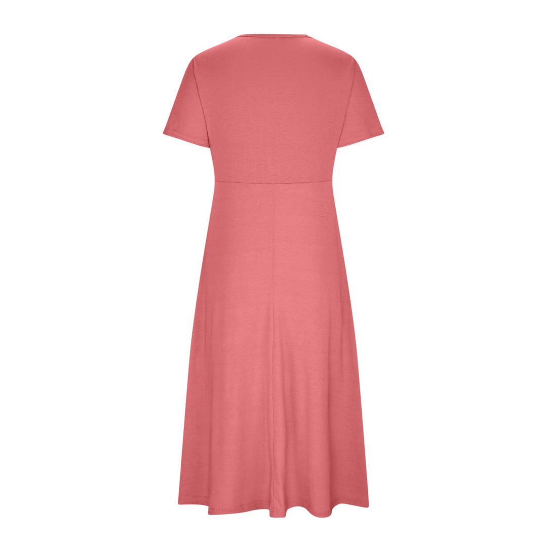 Ida | Women's V-Neck Midi Dress with Pockets