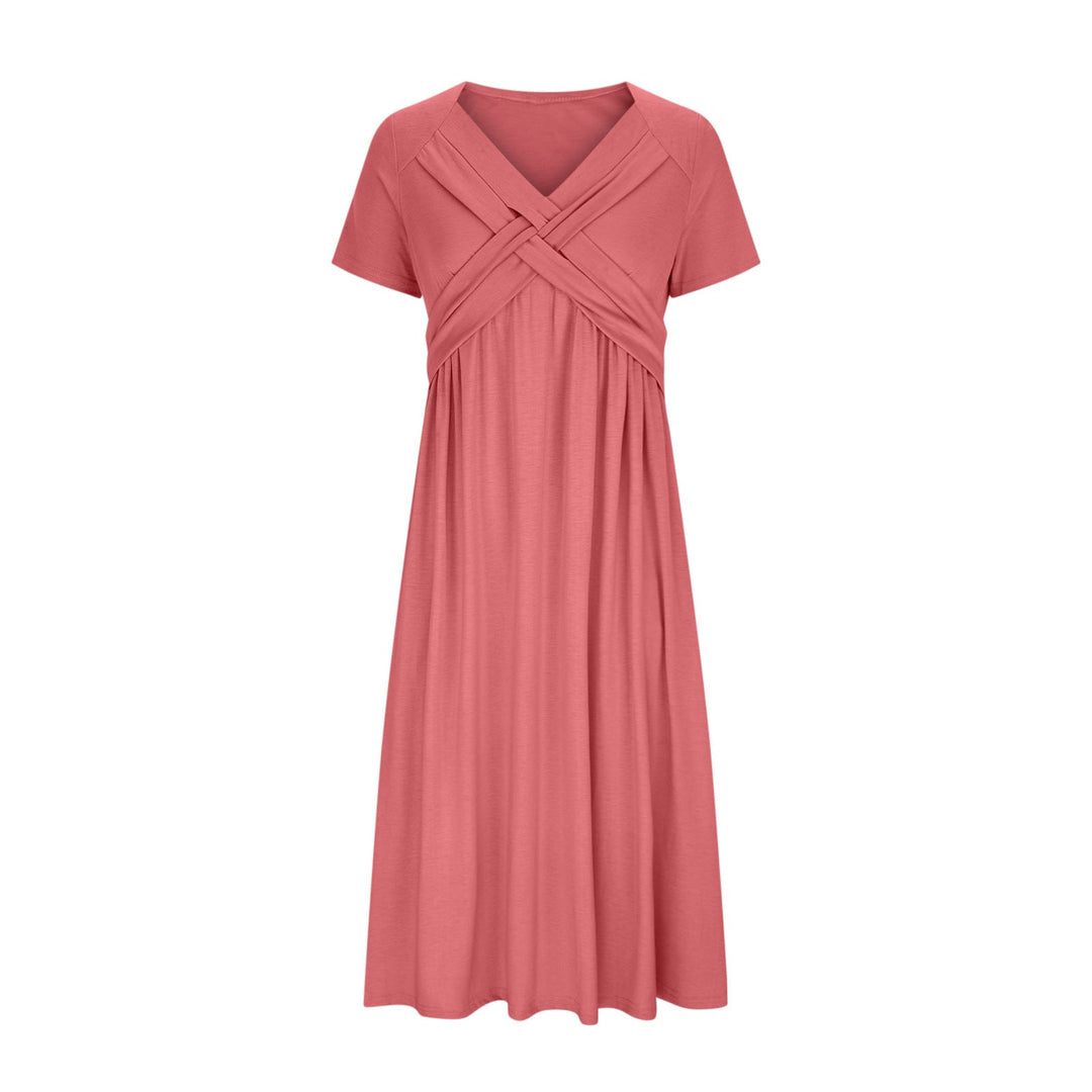 Ida | Women's V-Neck Midi Dress with Pockets