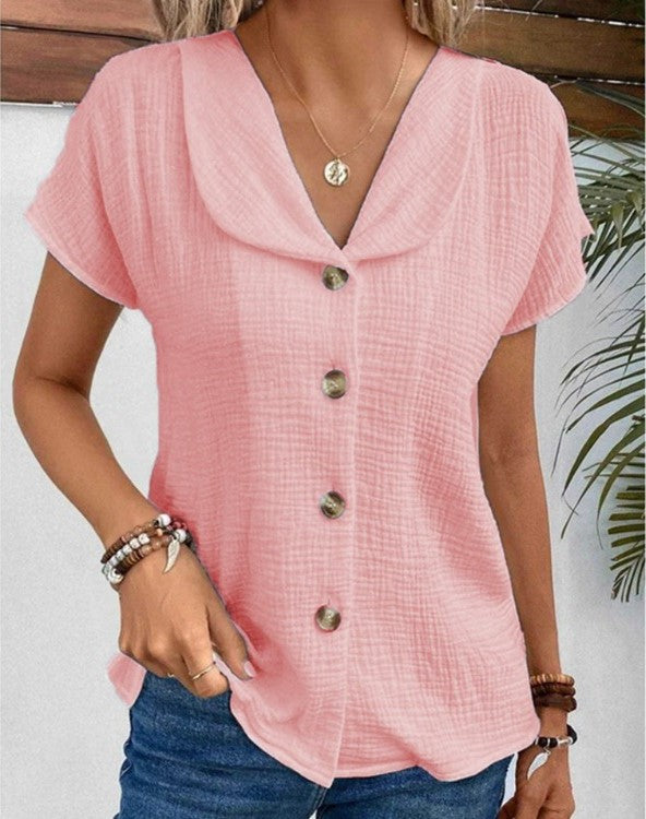 Jette | Women's Button Front Short Sleeve Top