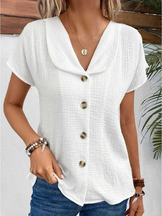 Jette | Women's Button Front Short Sleeve Top