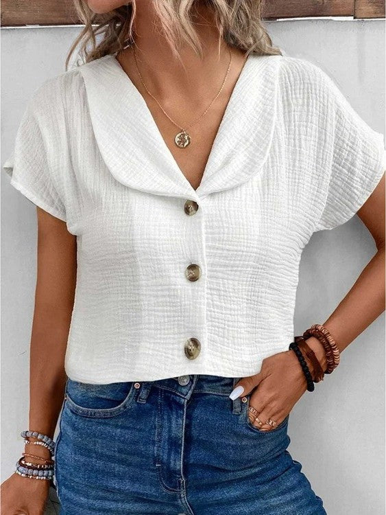 Jette | Women's Button Front Short Sleeve Top