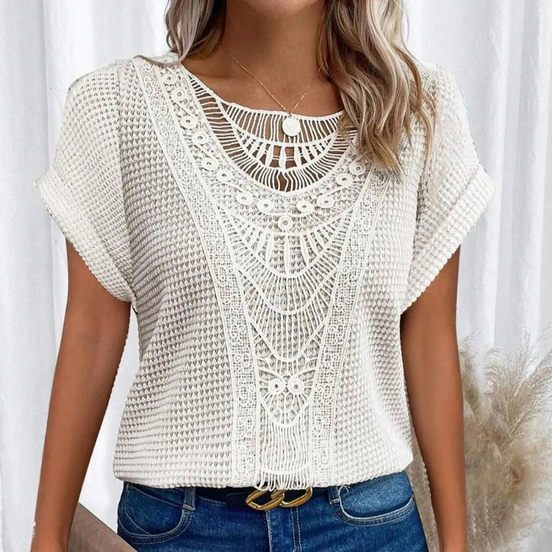 Melina | Women's Crochet Short Sleeve Top