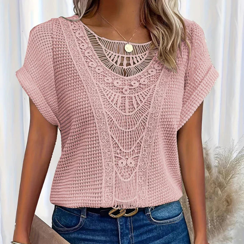 Melina | Women's Crochet Short Sleeve Top