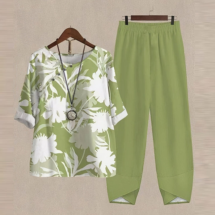 Yassi | Women's Printed Top and Wide Leg Pants Set