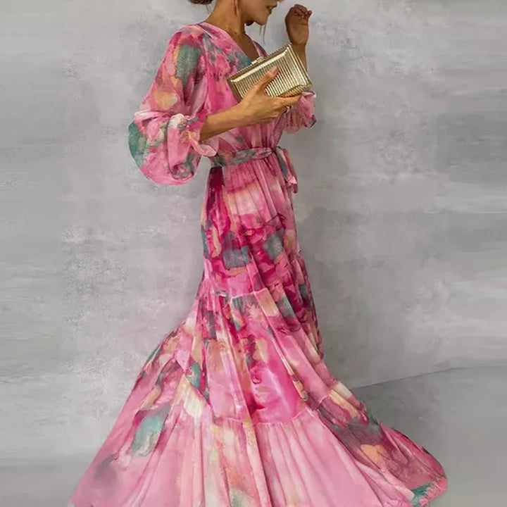 Lourdes | Women's Floral Tie Waist Maxi Dress