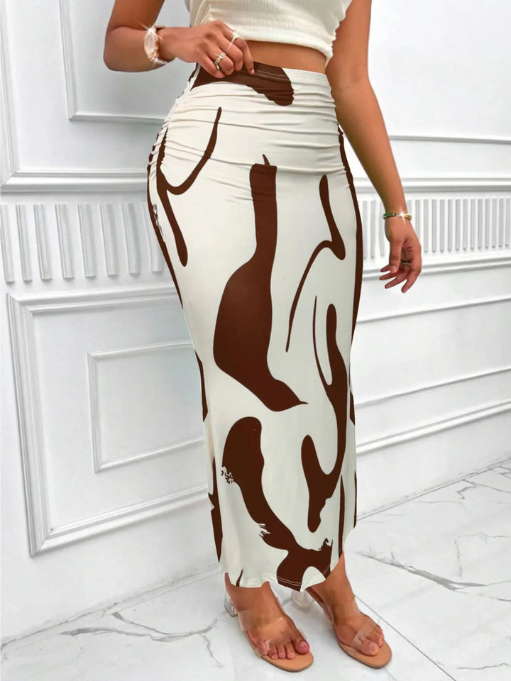 Naomi | Women's Printed High Waisted Maxi Skirt