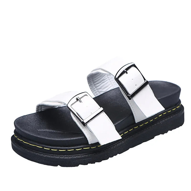 Miranda | Women's Double Strap Slide Sandals with Adjustable Buckles