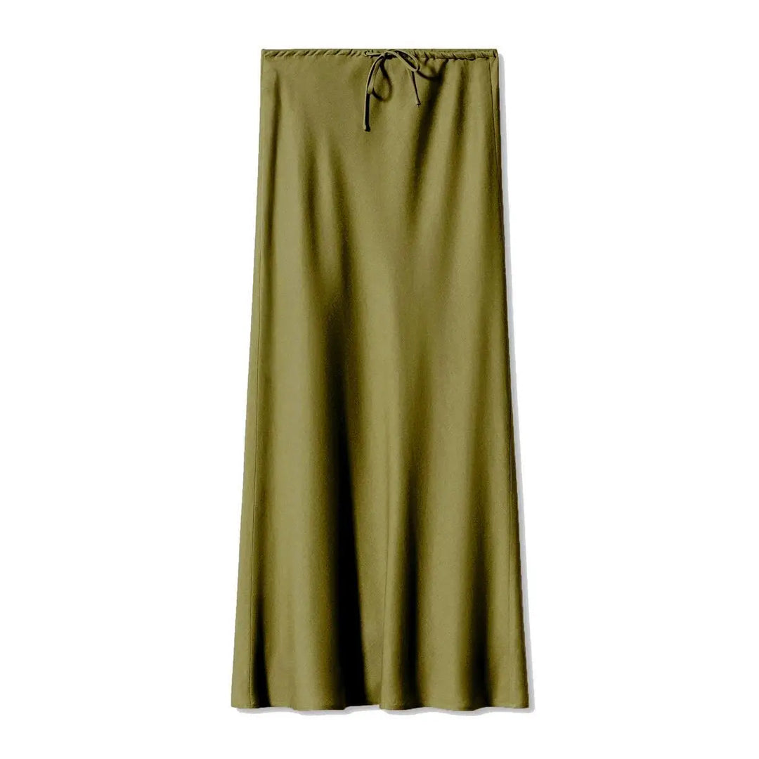 Gwyneth | Women's Satin Drawstring Maxi Skirt