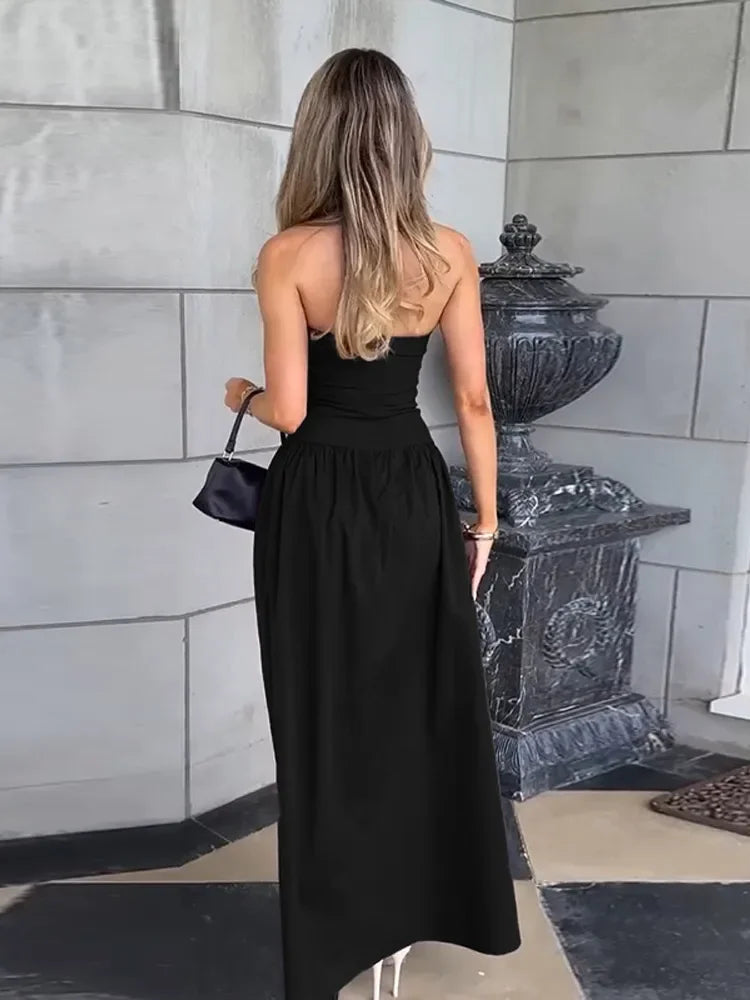 Susan | Women's Strapless Maxi Dress with Drop Waist