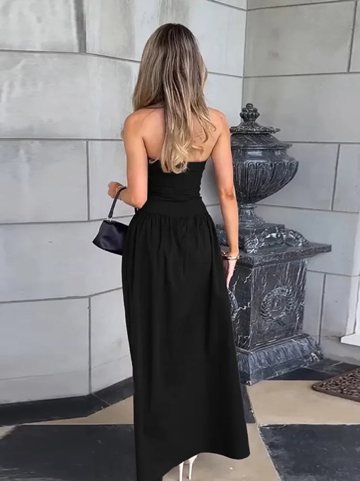 Susan | Women's Strapless Maxi Dress with Drop Waist