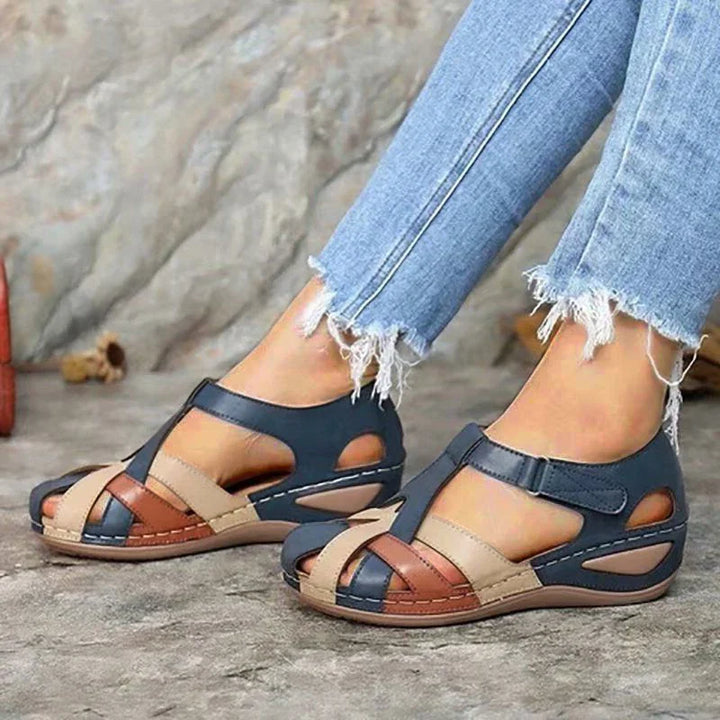 Katie | Women's Comfortable Closed Toe Sandals with Hook and Loop Strap