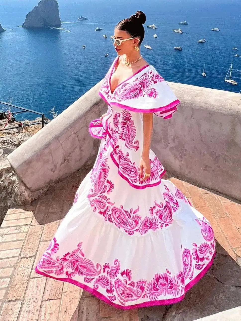 Diane | Women's Paisley Ruffle Maxi Dress