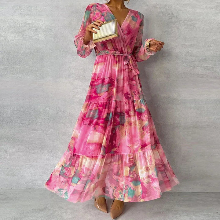 Lourdes | Women's Floral Tie Waist Maxi Dress
