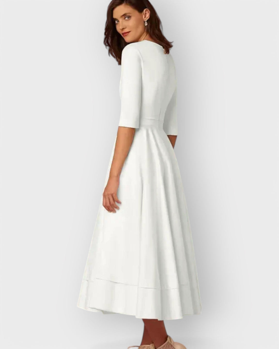 Jana | Women's V-Neck Fit and Flare Midi Dress