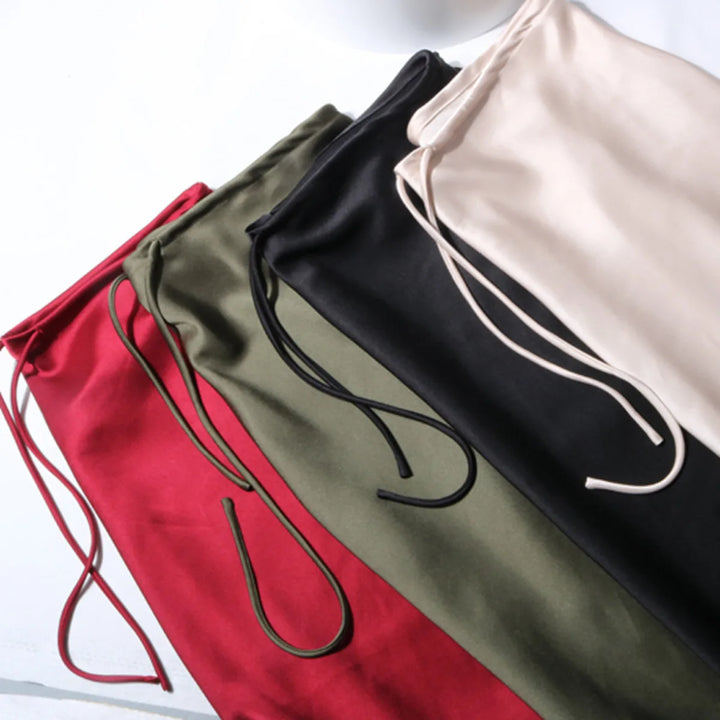 Gwyneth | Women's Satin Drawstring Maxi Skirt