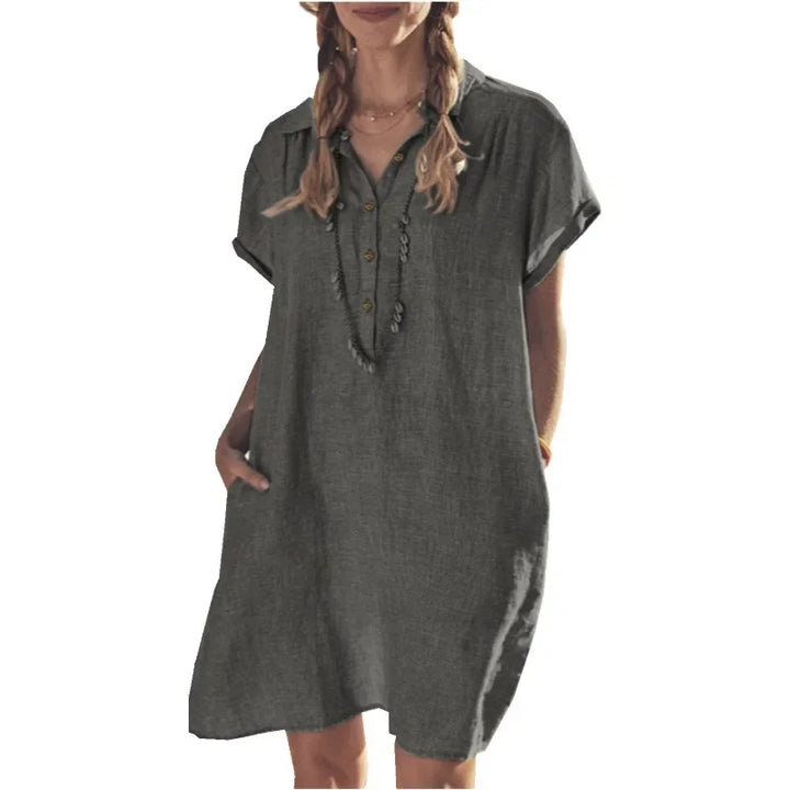 Tiana | Women's Linen-Blend Shirt Dress with Pockets