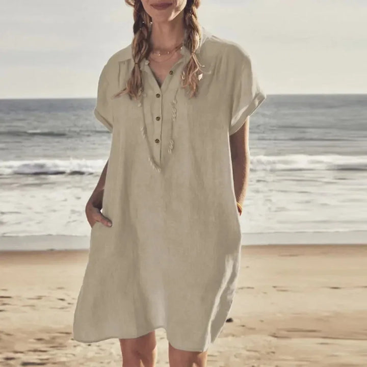Tiana | Women's Linen-Blend Shirt Dress with Pockets