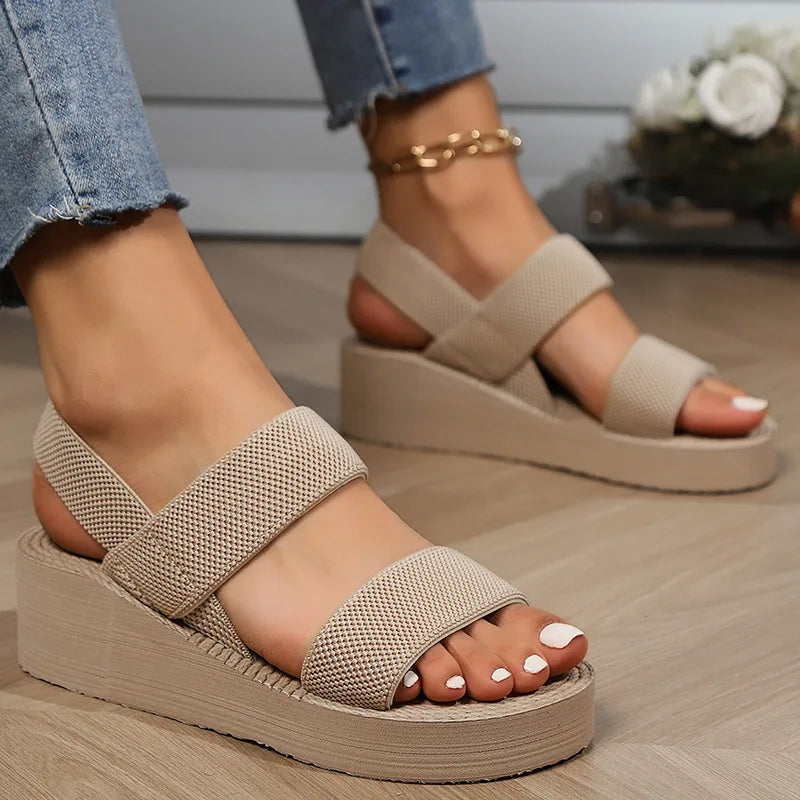 Kristy | Women's Comfortable Platform Sandals with Stretch Straps