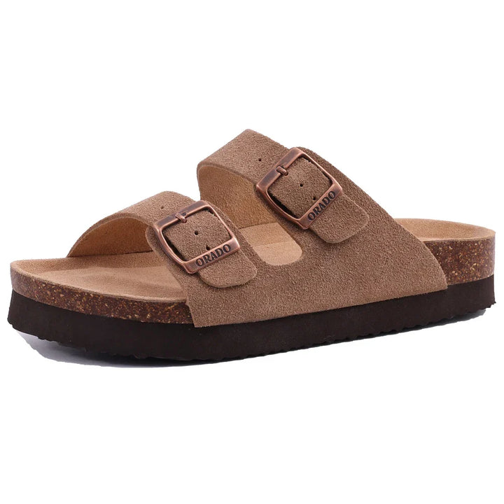 Saga | Women's Double Strap Slide Sandals with Cushioned Footbed