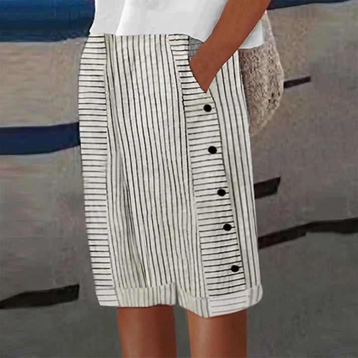 Jennifer | Women's Striped Linen Bermuda Shorts