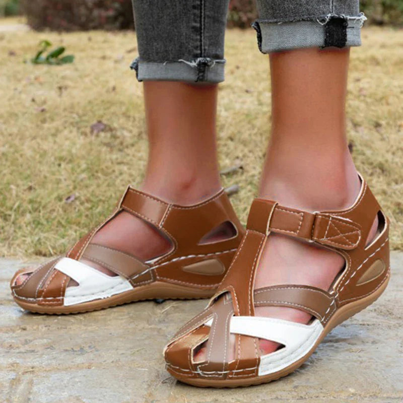 Katie | Women's Comfortable Closed Toe Sandals with Hook and Loop Strap