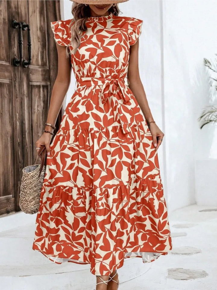 Atima | Women's Floral Flutter Sleeve Midi Dress