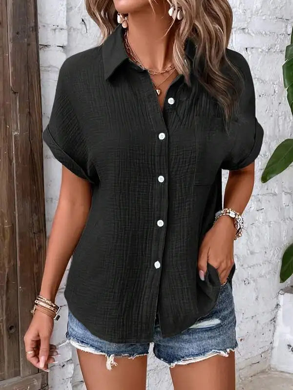 Esme | Women's Button Up Short Sleeve Top