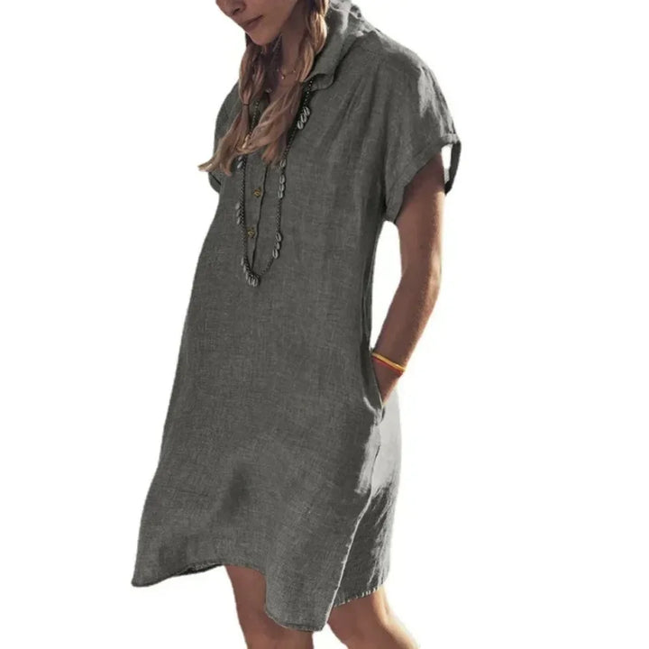 Tiana | Women's Linen-Blend Shirt Dress with Pockets