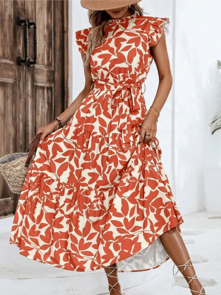 Atima | Women's Floral Flutter Sleeve Midi Dress