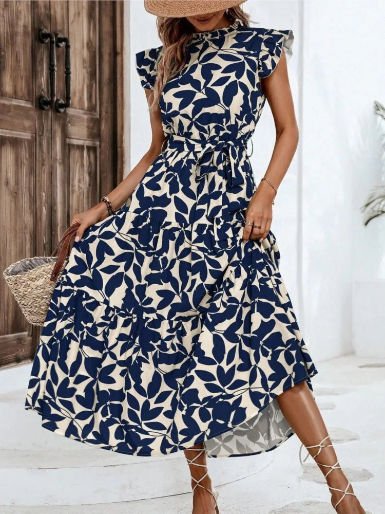 Atima | Women's Floral Flutter Sleeve Midi Dress