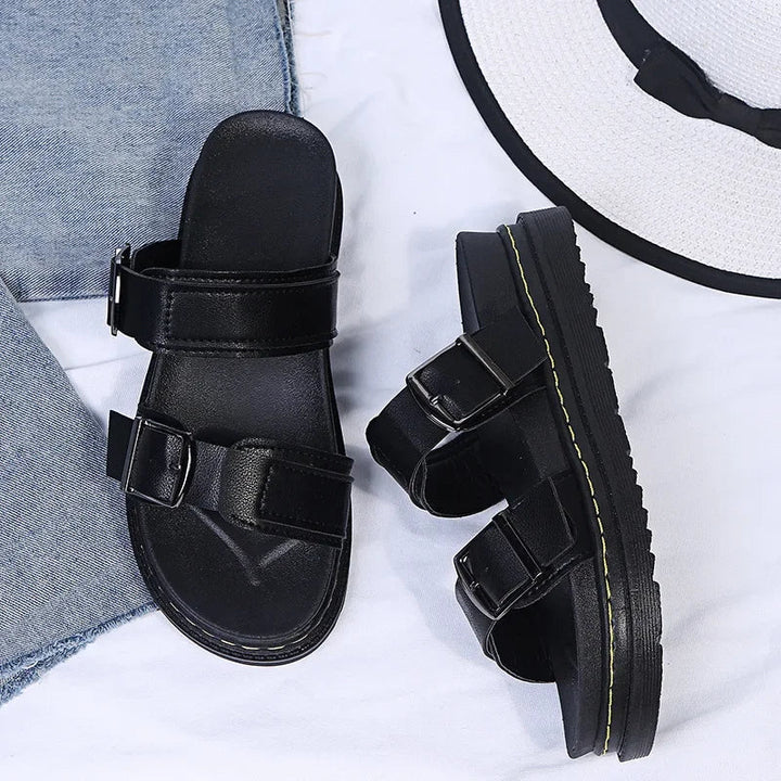 Miranda | Women's Double Strap Slide Sandals with Adjustable Buckles