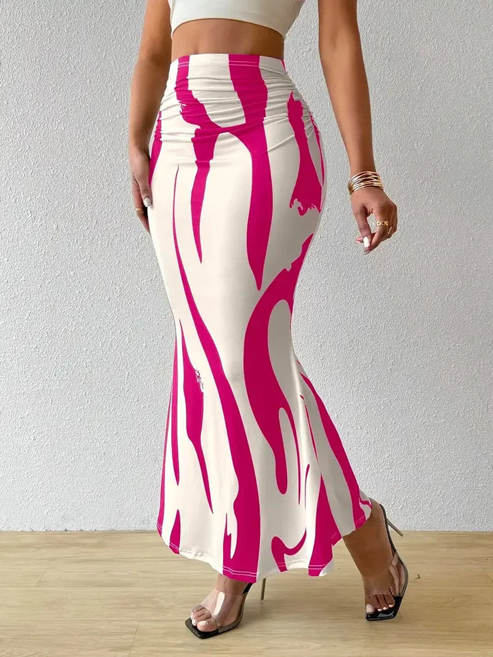 Naomi | Women's Printed High Waisted Maxi Skirt