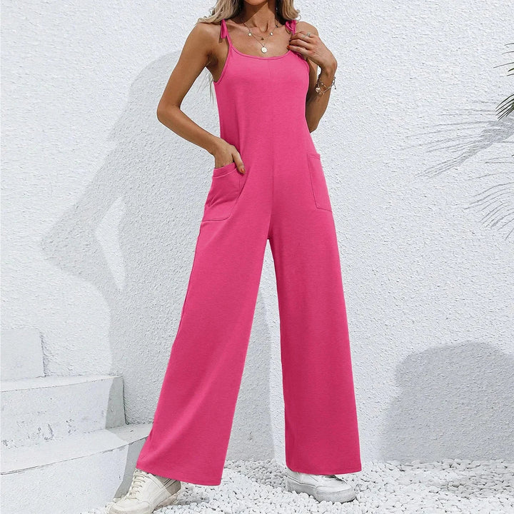 Leah | Women's Tie Strap Wide Leg Jumpsuit