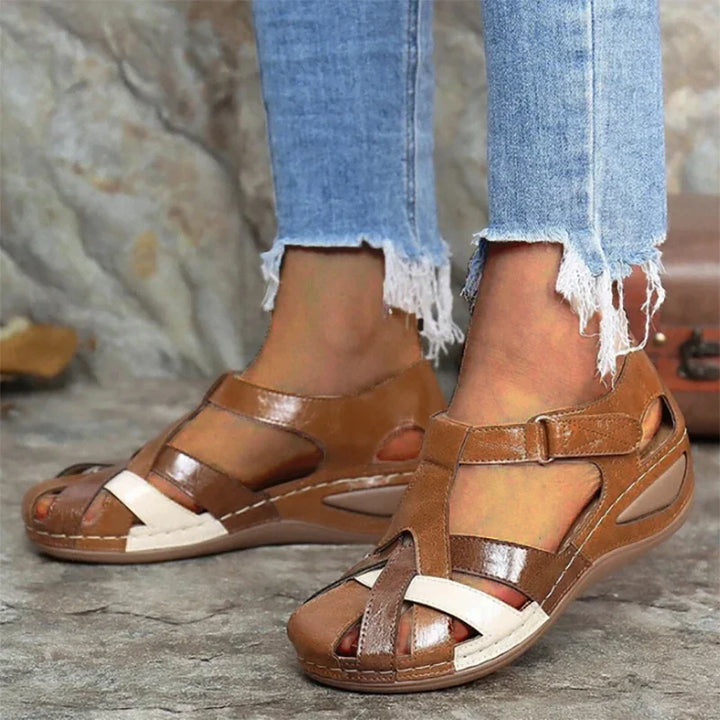Katie | Women's Comfortable Closed Toe Sandals with Hook and Loop Strap