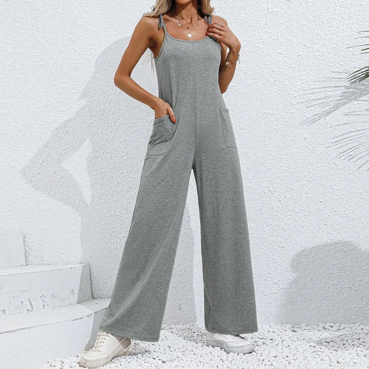 Leah | Women's Tie Strap Wide Leg Jumpsuit
