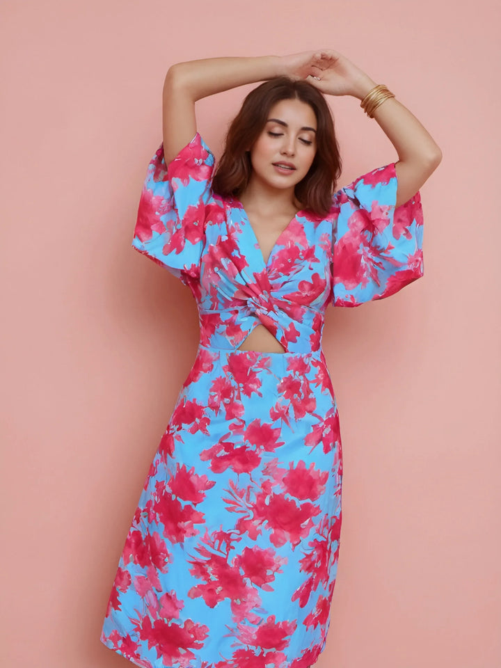 Kaycee | Women's Floral Cutout Midi Dress