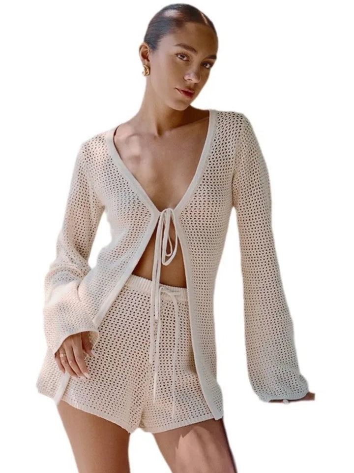 Trexie | Women's Crochet Cover Up Shorts Set