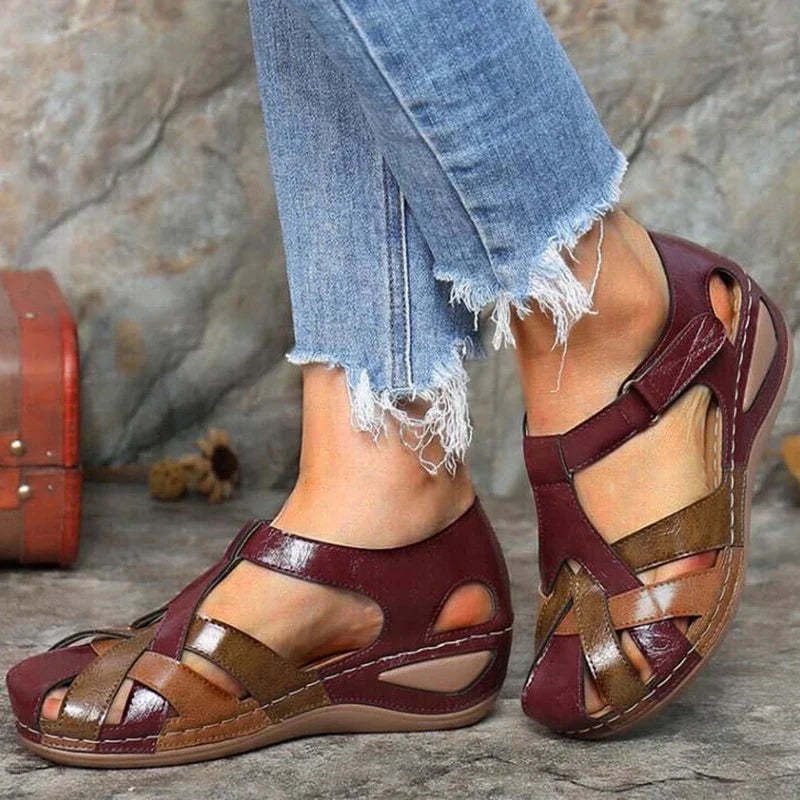 Katie | Women's Comfortable Closed Toe Sandals with Hook and Loop Strap
