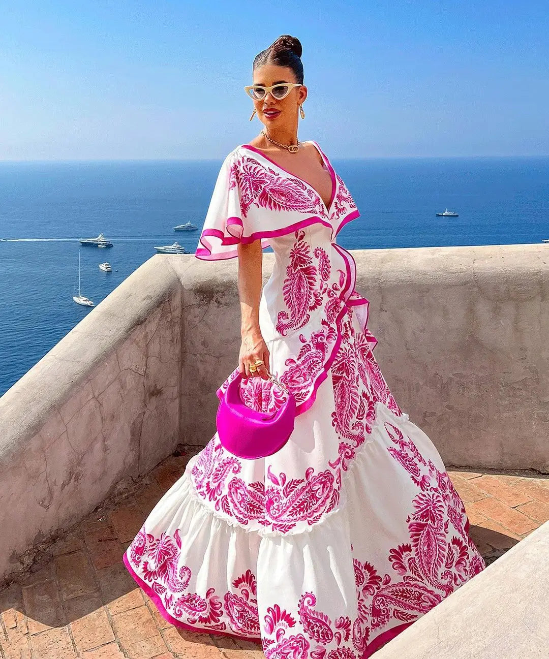Diane | Women's Paisley Ruffle Maxi Dress