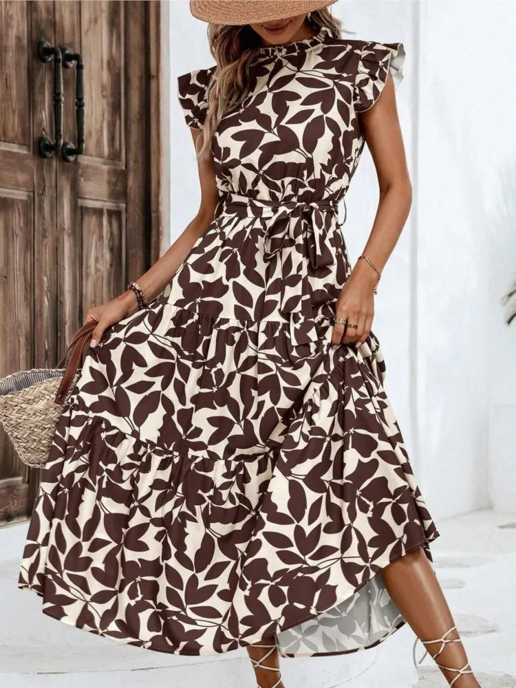 Atima | Women's Floral Flutter Sleeve Midi Dress