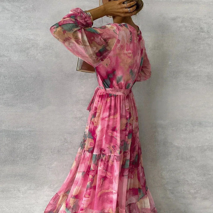 Lourdes | Women's Floral Tie Waist Maxi Dress