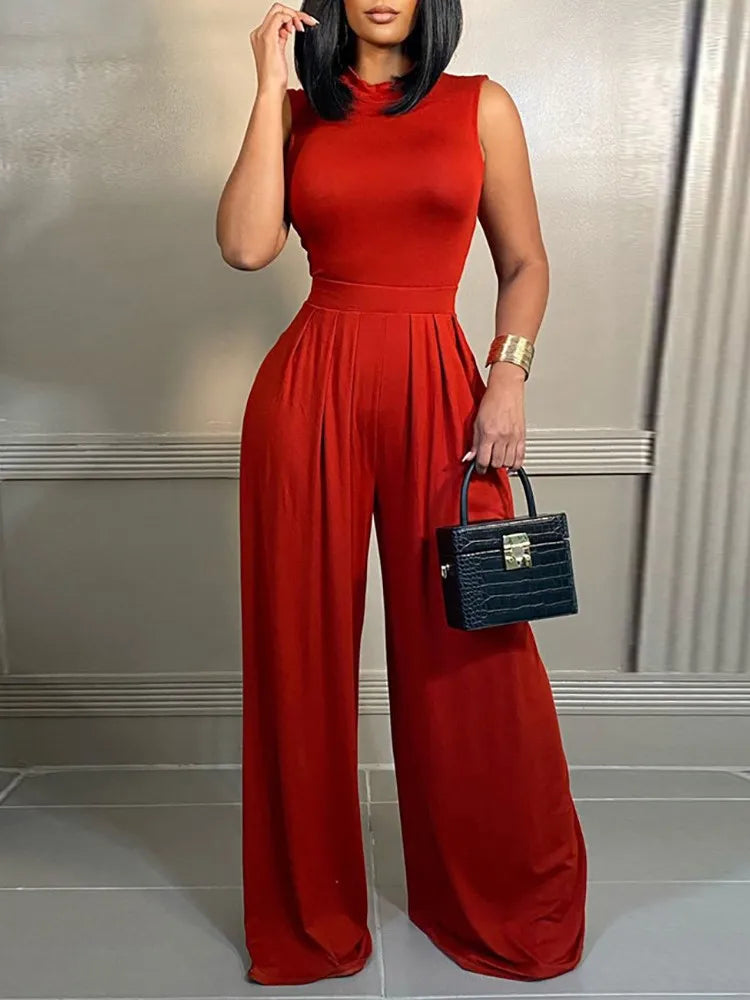 Inge | Women's Sleeveless Wide Leg Jumpsuit