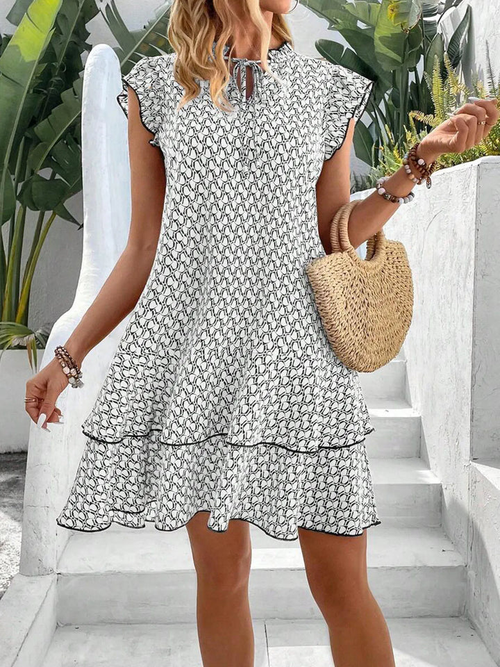 Krest | Women's Printed Mini Dress with Flutter Sleeves