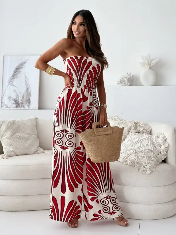 Aya | Women's Strapless Wide Leg Jumpsuit