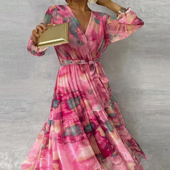 Lourdes | Women's Floral Tie Waist Maxi Dress