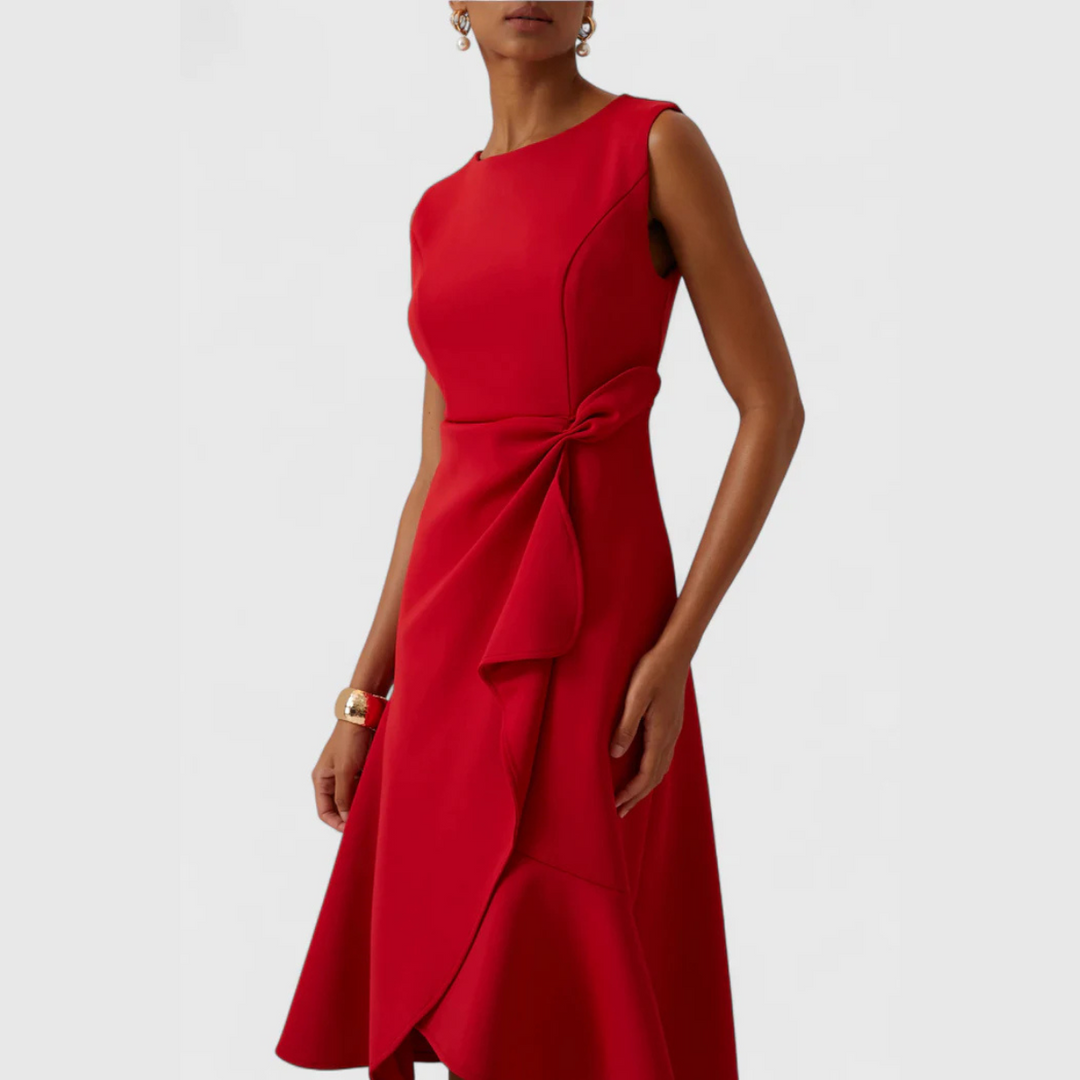 Selena | Women's Draped Asymmetric Midi Dress