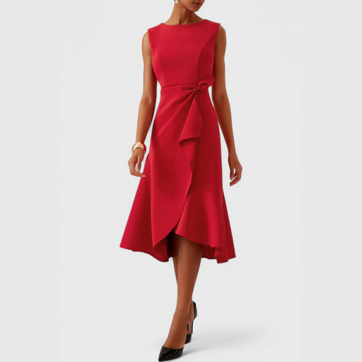 Selena | Women's Draped Asymmetric Midi Dress