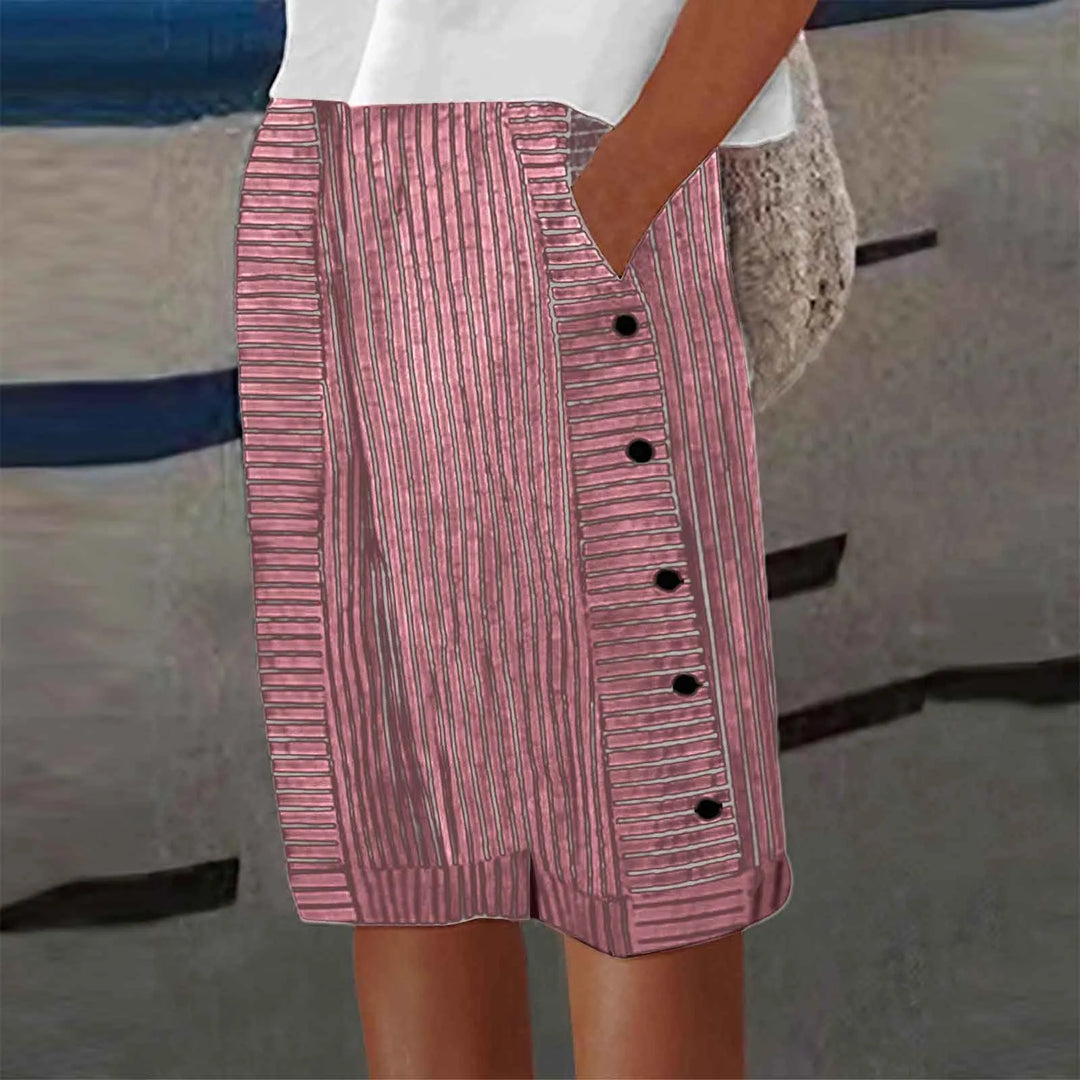 Jennifer | Women's Striped Linen Bermuda Shorts