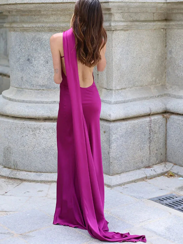 Diona | Women's Satin One Shoulder Wedding Guest Maxi Dress