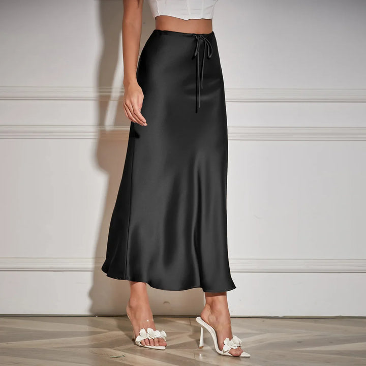 Gwyneth | Women's Satin Drawstring Maxi Skirt